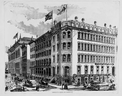 Anchor Line Office at the Corner of LaSalle and Madison Streets, Chicago, c.1875 by American School